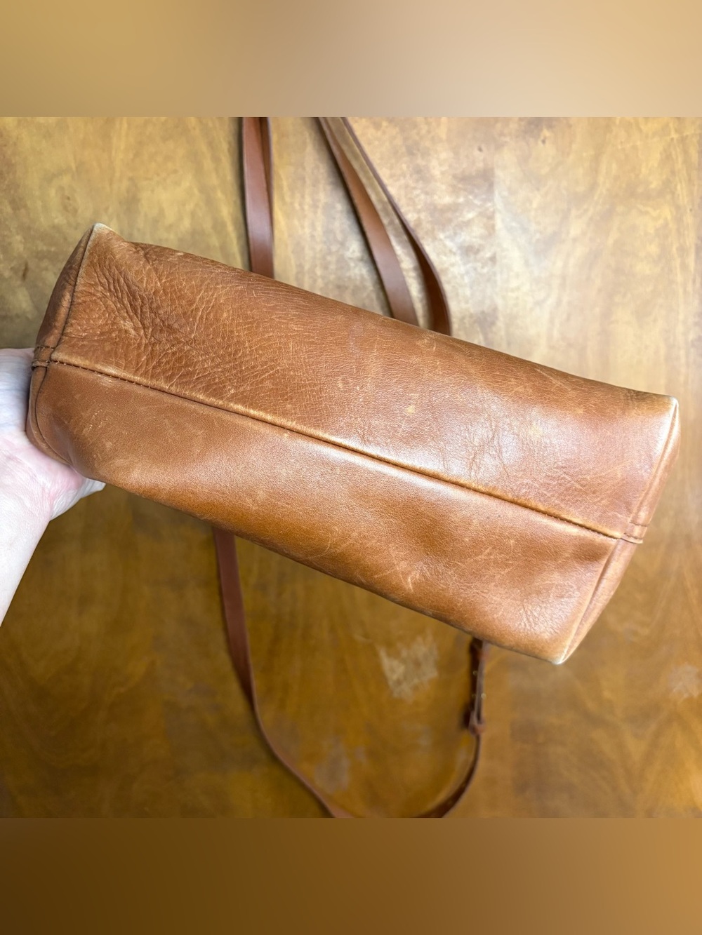 Madewell Leather Medium Transport Tote Purse English Saddle Brown Crossbody Bag - Picture 7 of 13